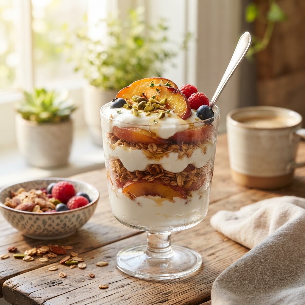Roasted Peach and Yogurt Parfait