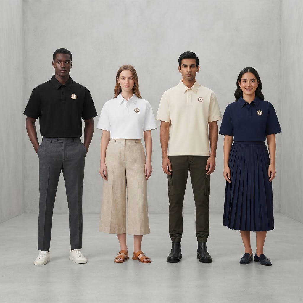 KULCHA Drop Shoulder Short-Sleeve Polo on model 9