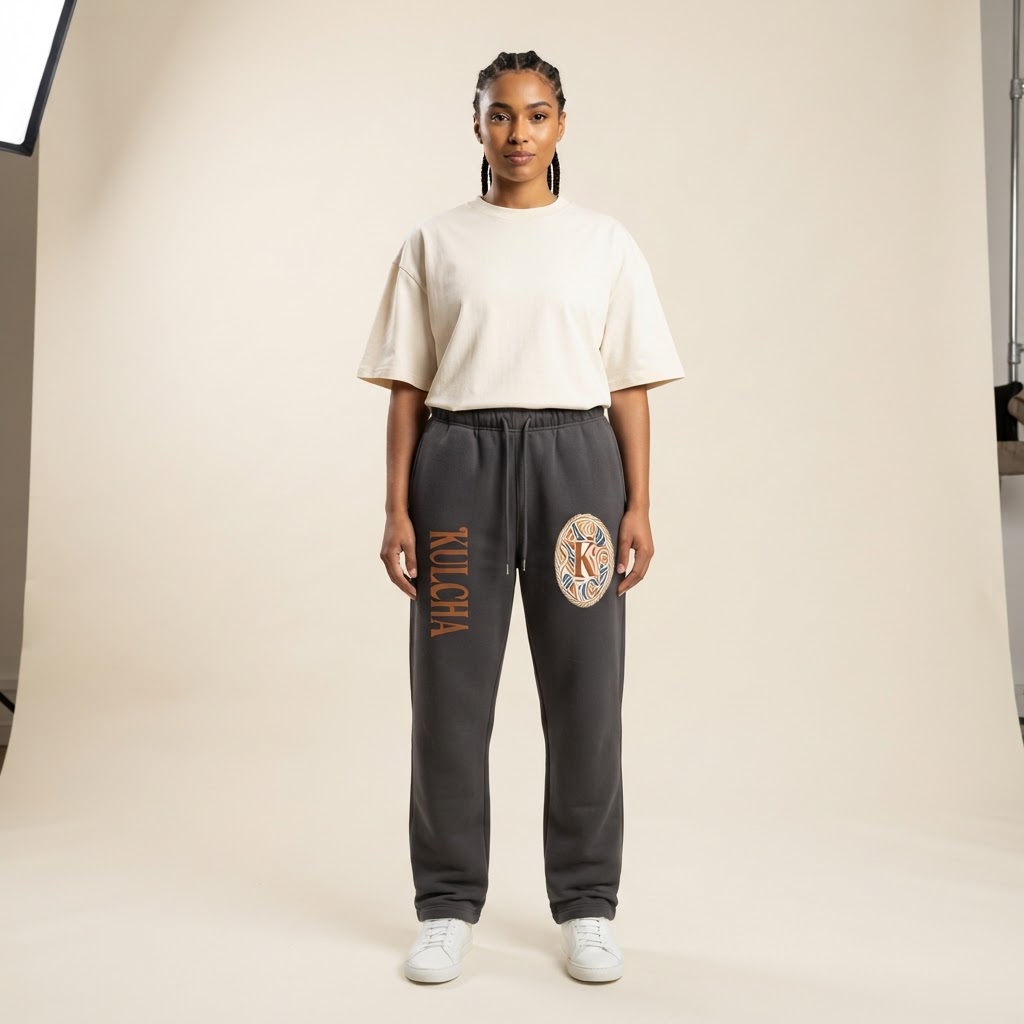 KULCHA Heavyweight Fleece Straight-Leg Pants on model 7