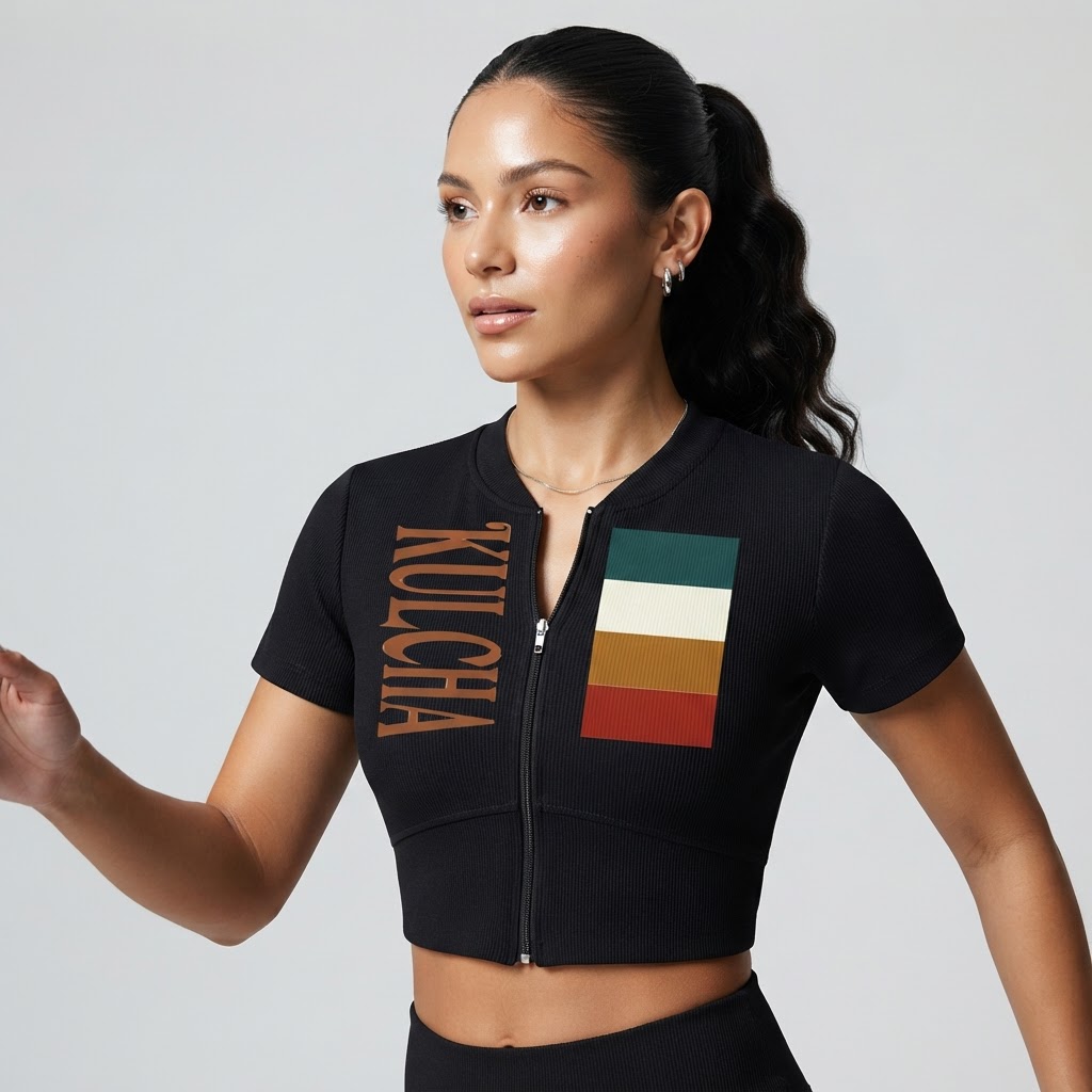 Kulcha Paneling Full-Zip Tee on model 3