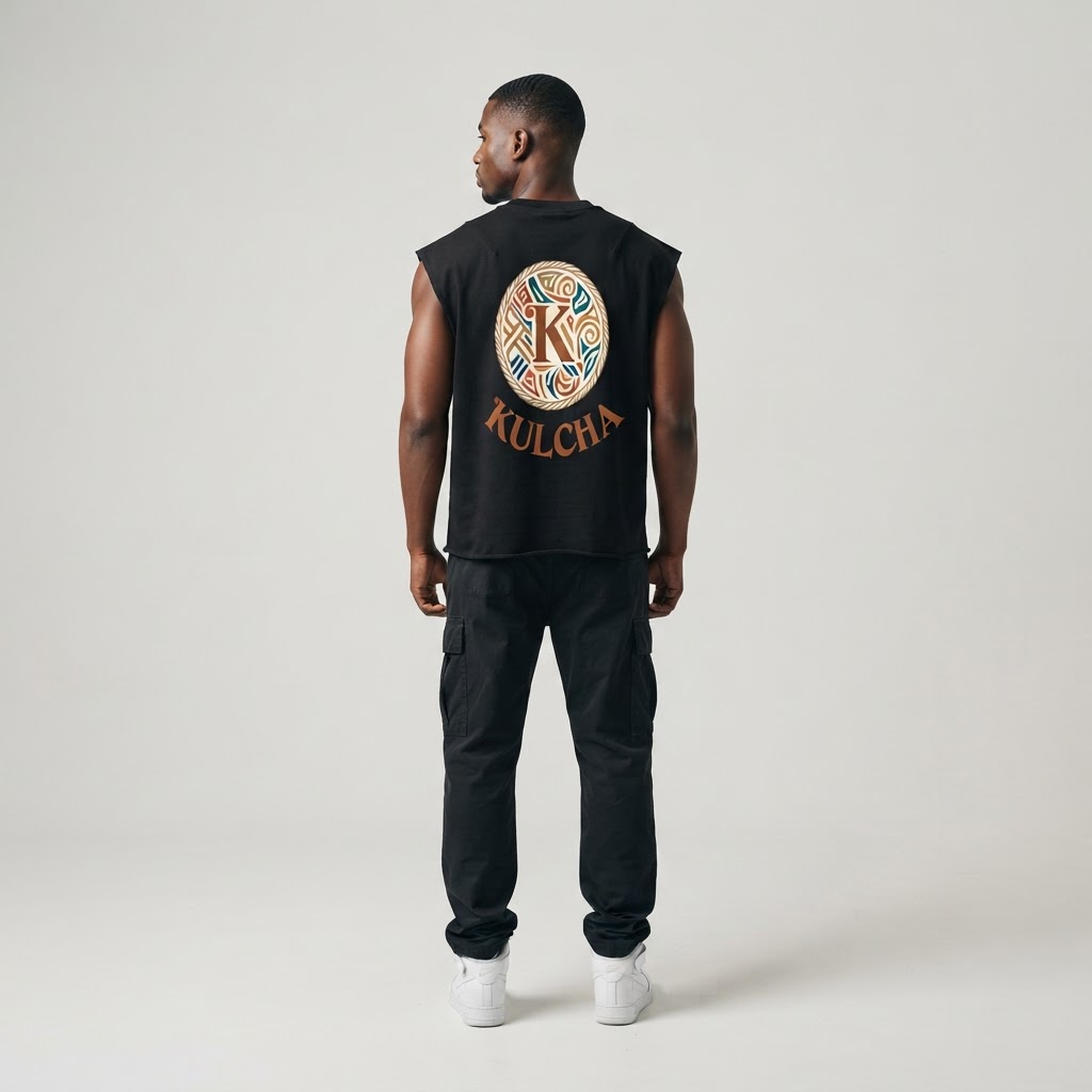 KULCHA French Terry Boxy Tank Top on model 6