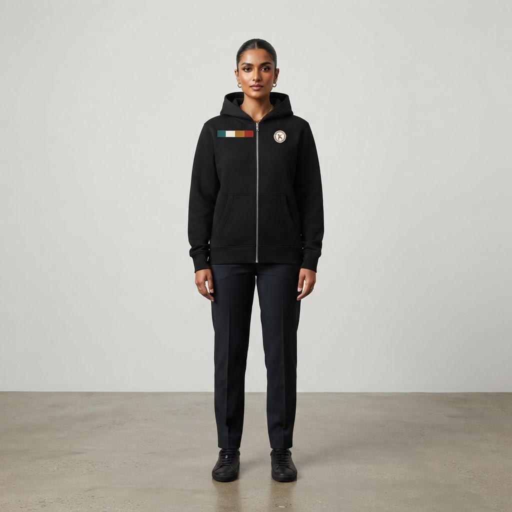 KULCHA Unisex Fleece Full-Zip Hoodie on model 9
