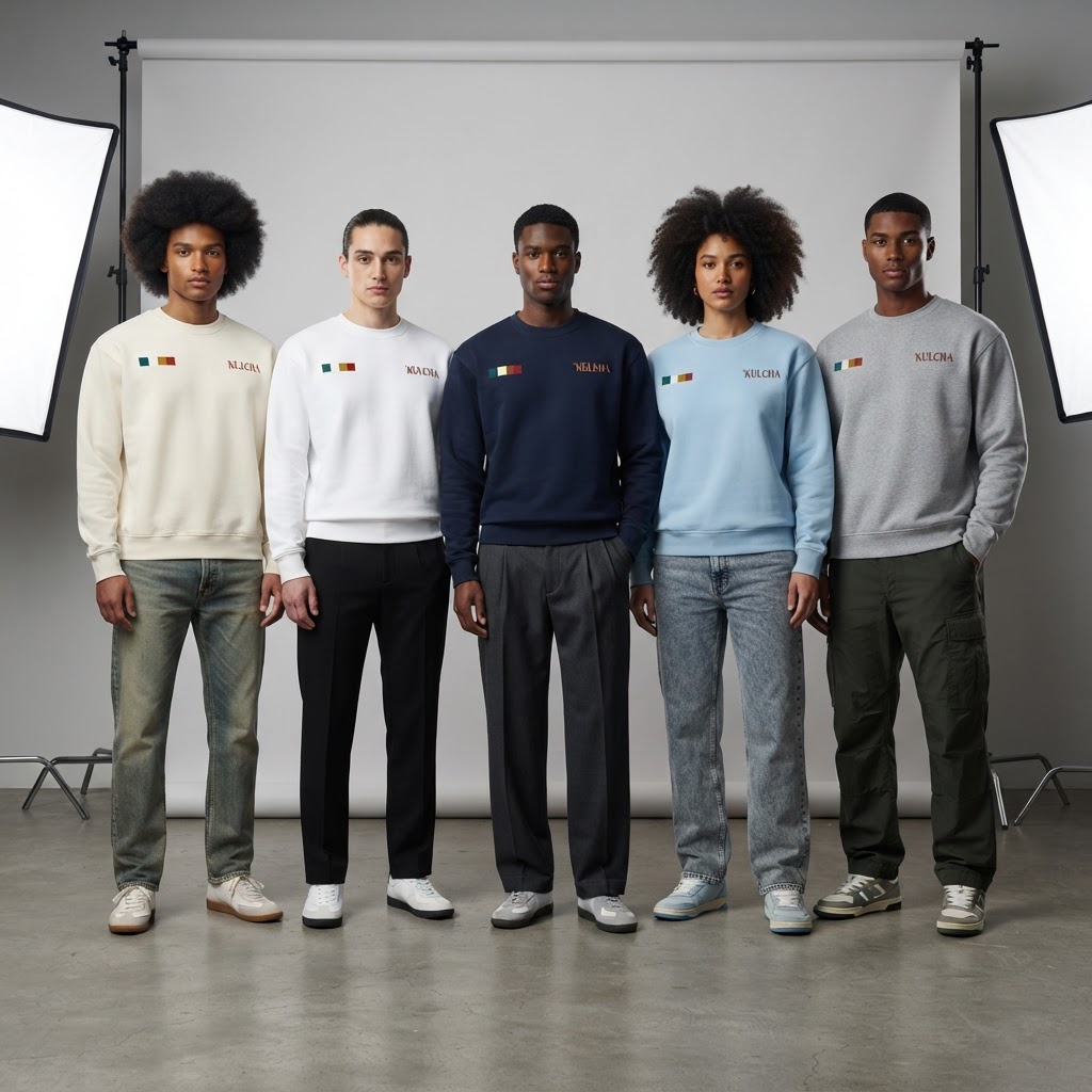 KULCHA Essential Heavyweight Crewneck Sweatshirt on model 1