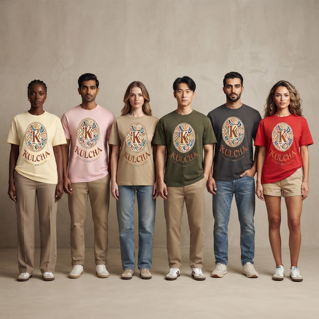 KULCHA Unisex Seamless Cotton T-Shirt (New) on model 13