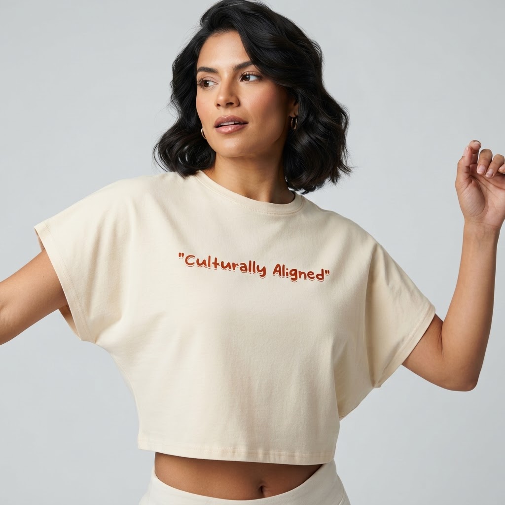 'Culturally Aligned' Cropped Dolman Tee on model 3