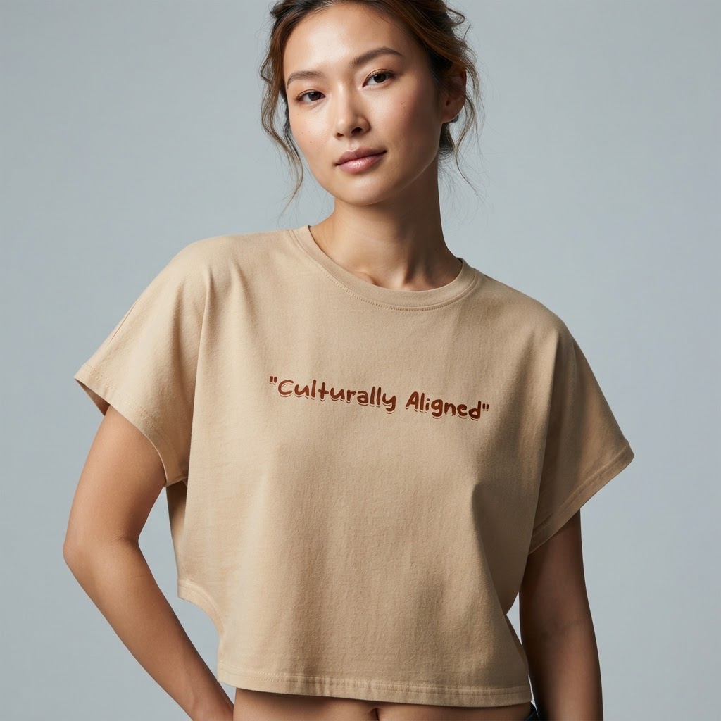 'Culturally Aligned' Cropped Dolman Tee on model 2