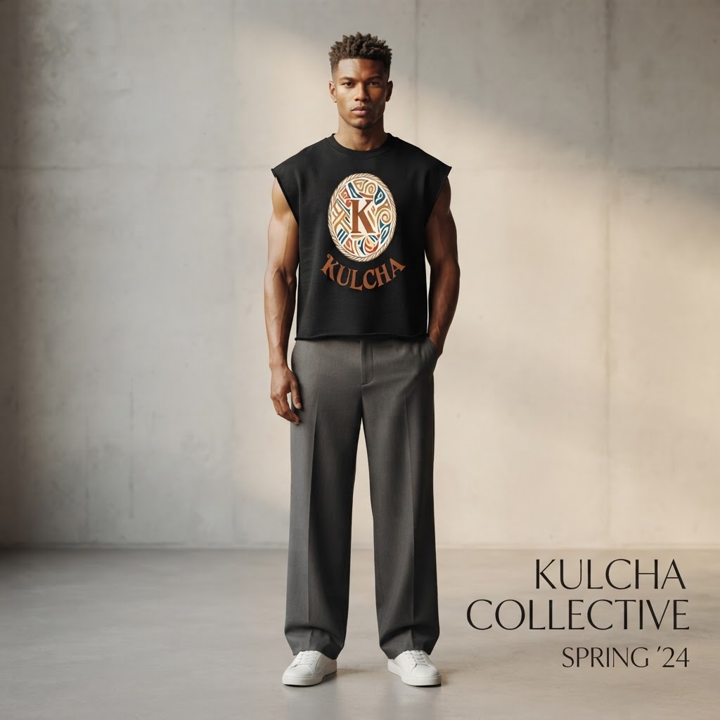 KULCHA French Terry Boxy Tank Top on model 5
