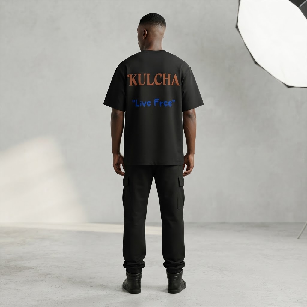KULCHA Unisex Loose Fit Crewneck T-Shirt on model 12