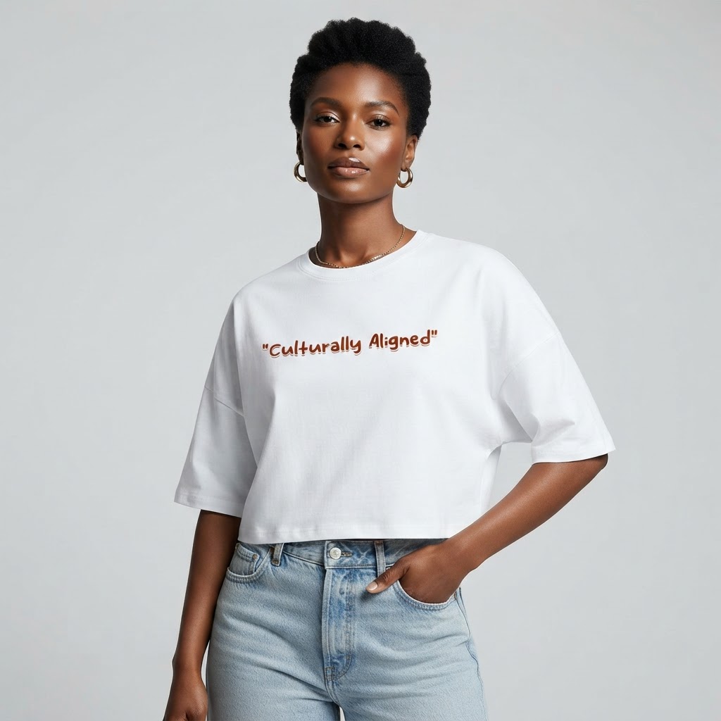 'Culturally Aligned' Cropped Dolman Tee on model 1