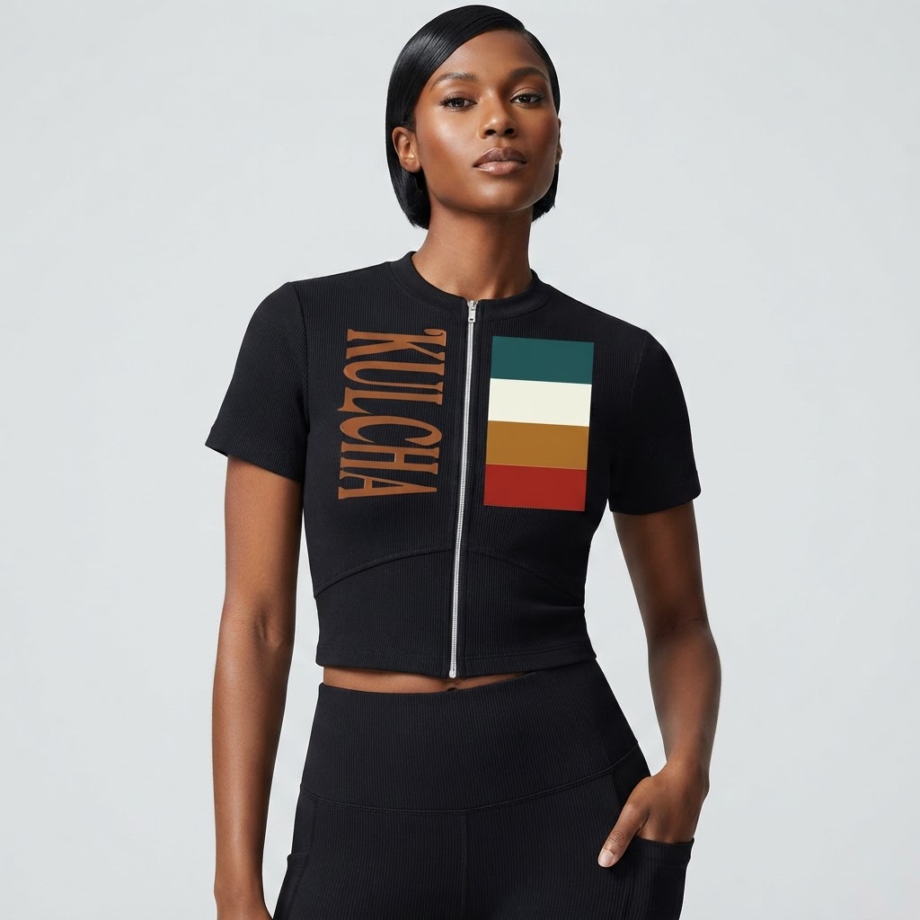 Kulcha Paneling Full-Zip Tee on model 1