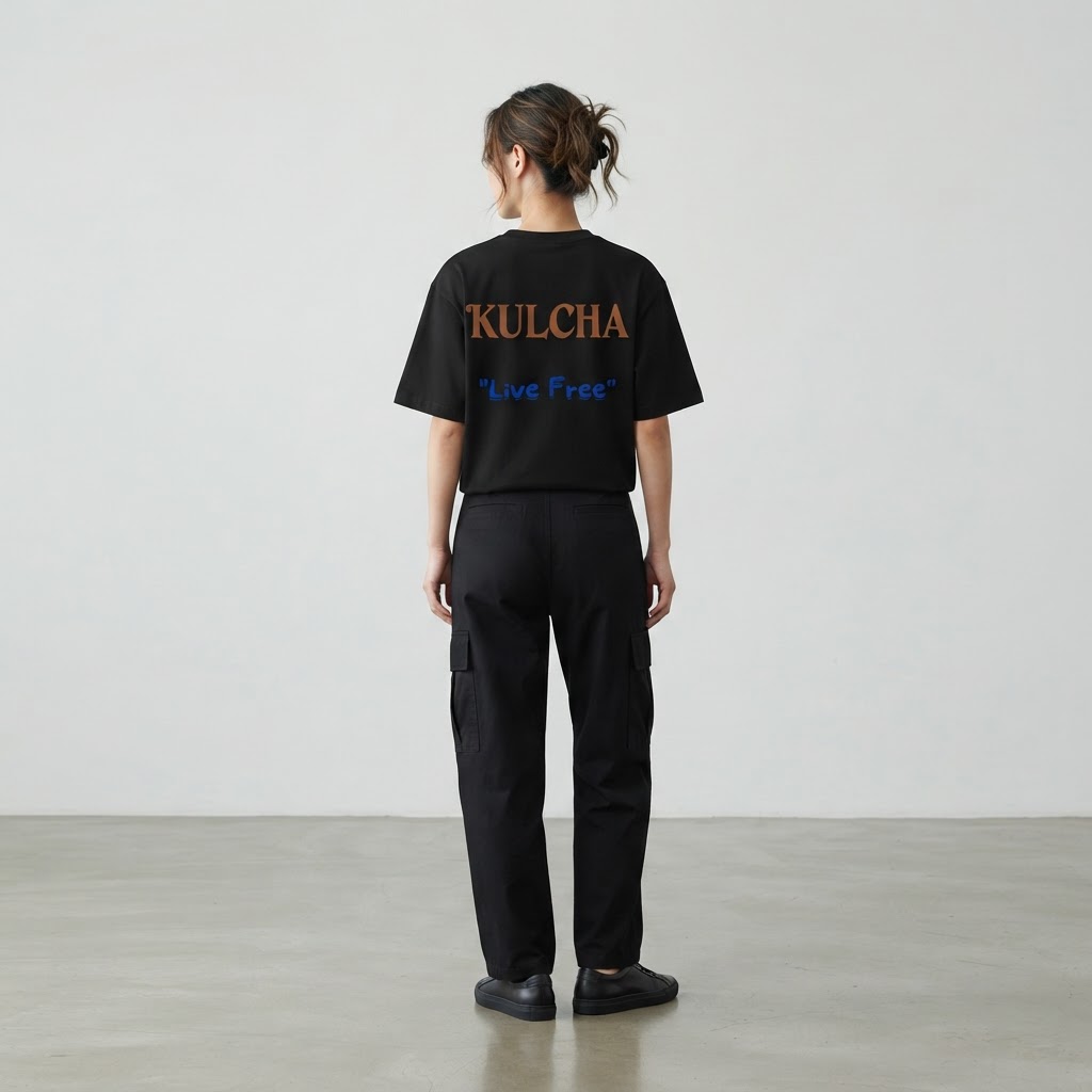 KULCHA Unisex Loose Fit Crewneck T-Shirt on model 13