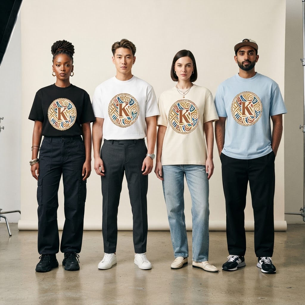 KULCHA Unisex Loose Fit Crewneck T-Shirt on model 11