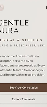 Gentle Aura Aesthetics website shown on an iPhone
