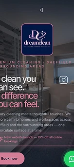 Dream Clean Sheffield website shown on an iPhone