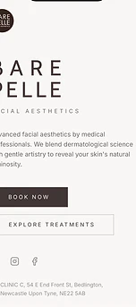 Bare Pelle Facial Aesthetics website shown on an iPhone