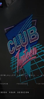 Club Thirteen website shown on an iPhone