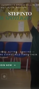 Spotlight School of Performing Arts website shown on an iPhone