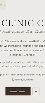 Clinic C website shown on an iPhone