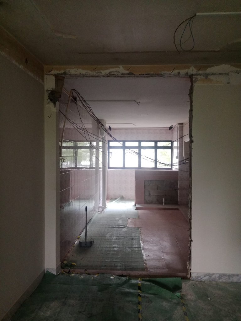 Bedok HDB — Kitchen Tear-Down — before and after hacking