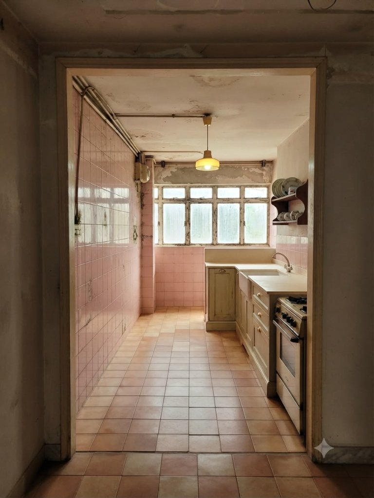 Bedok HDB — Kitchen Tear-Down — before and after hacking