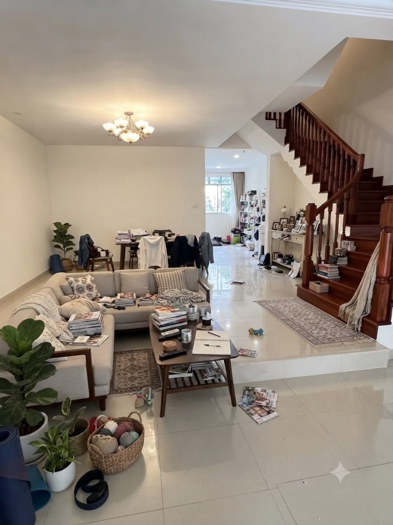 Landed Living Room — Full Strip-Out — before and after hacking