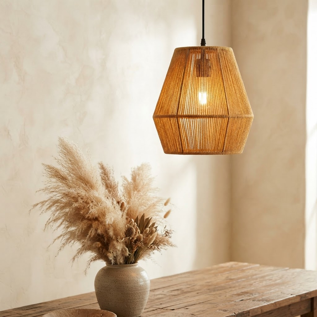 Woven Natural Fiber Pendant
