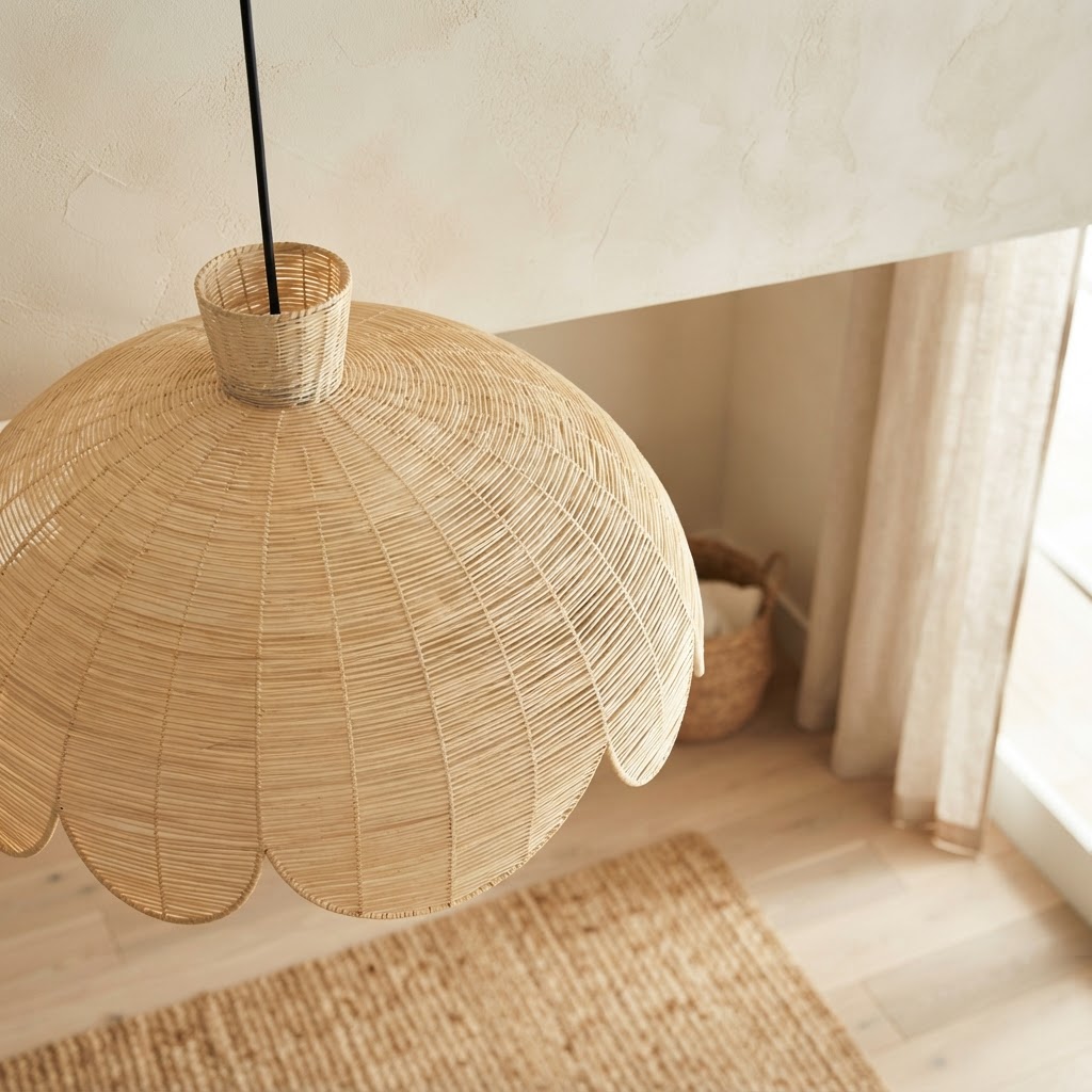 Scalloped Rattan Pendant
