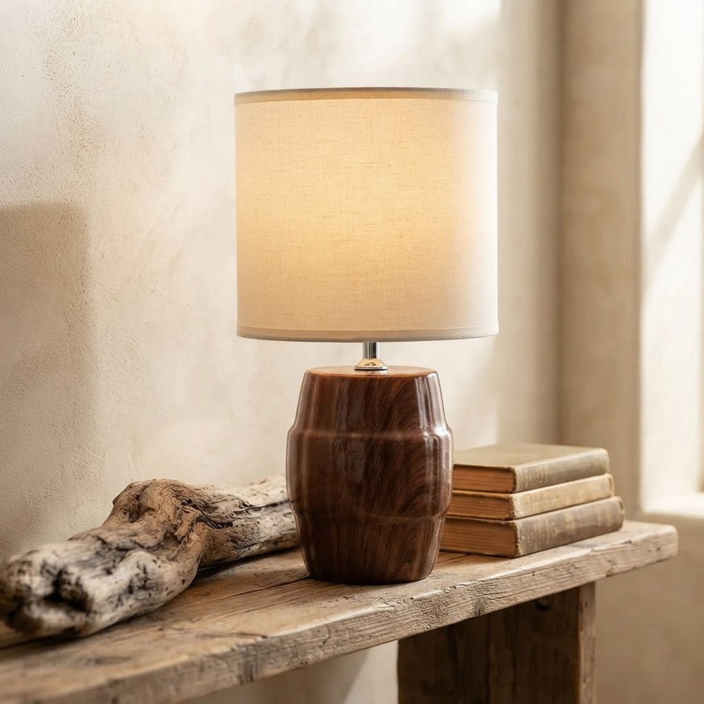 Sabi Wood-Grain Ceramic Lamp