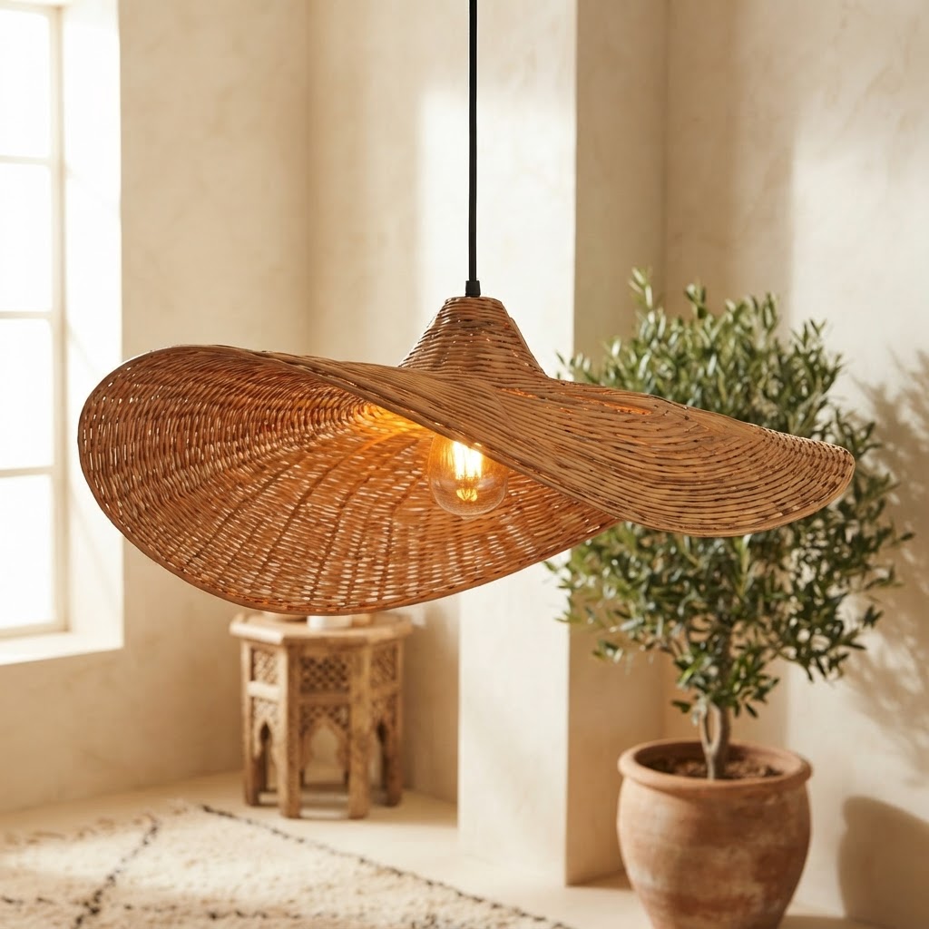 Asymmetrical Rattan Pendant