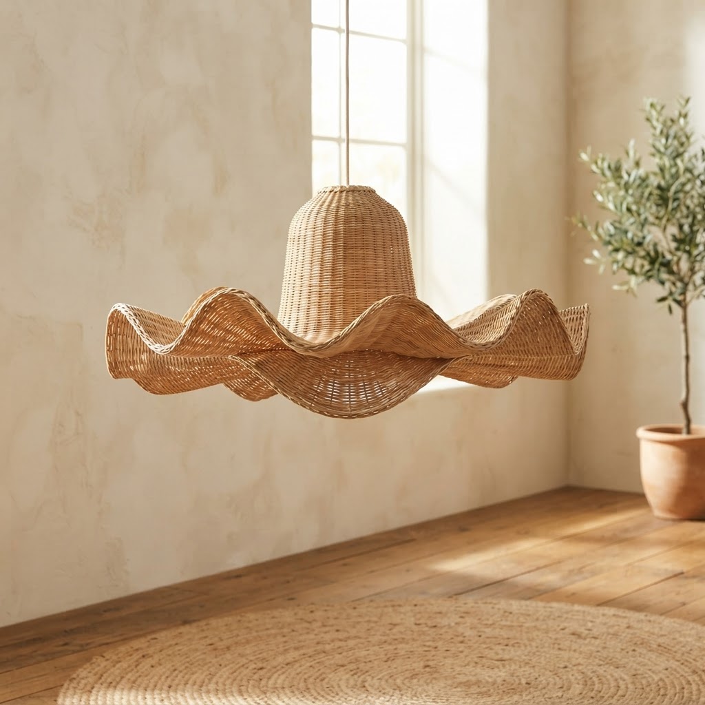 Wave Rattan Pendant