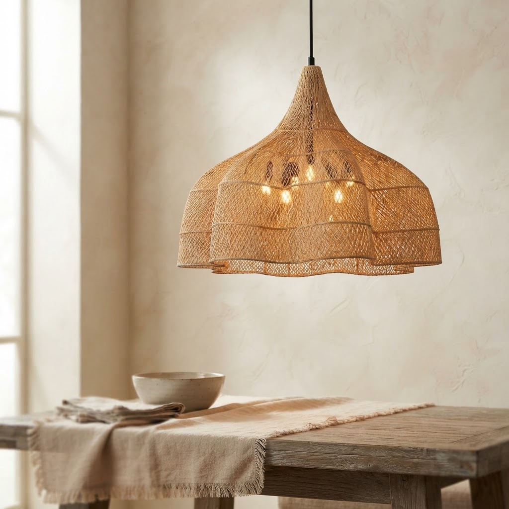 Layered Rattan Pendant