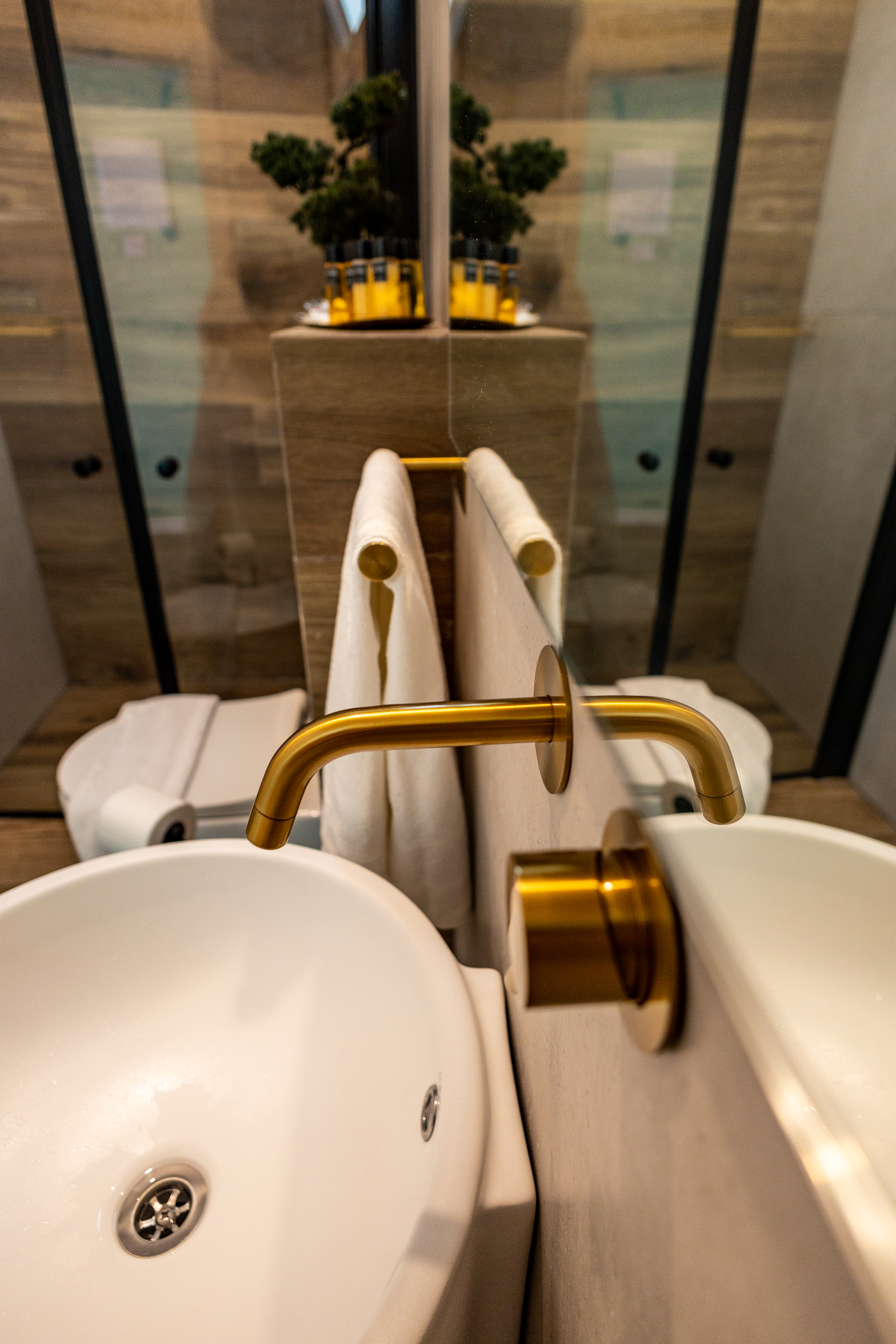 כיור עם ברז מוזהב