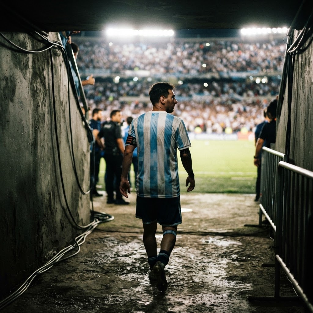 Argentina captain walking through the tunnel before a World Cup match