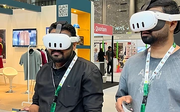 VR training demonstration at a trade show