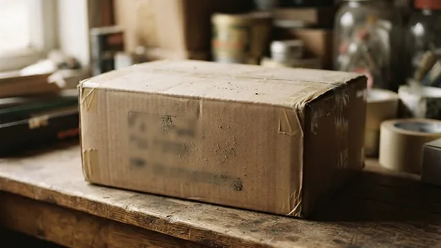An unopened box of hobby supplies on a shelf.