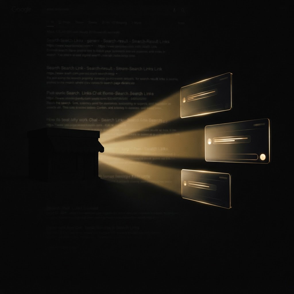 A small business standing invisible while AI recommendation engines cast the light
