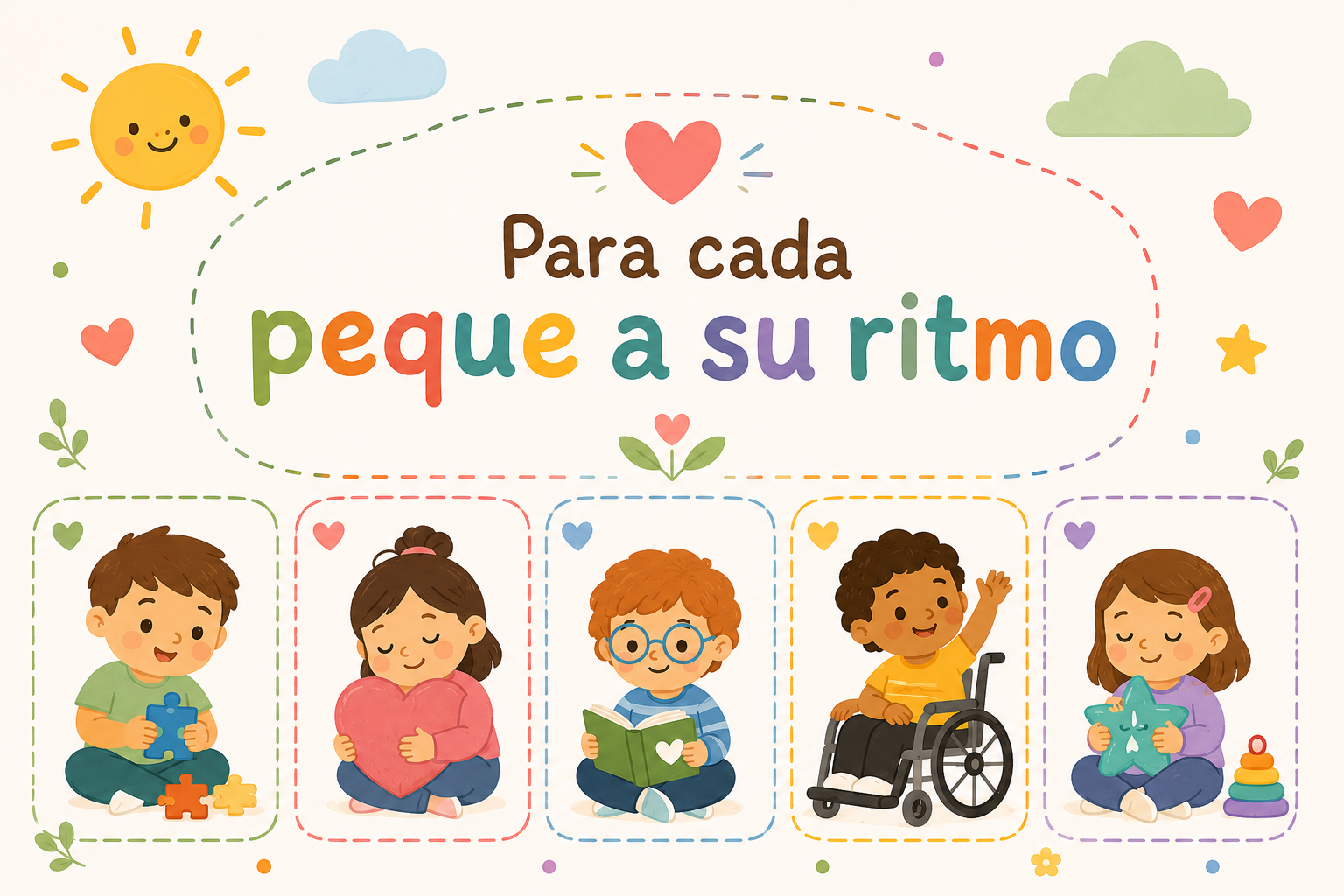 Niños aprendiendo juntos con pictogramas y material manipulativo