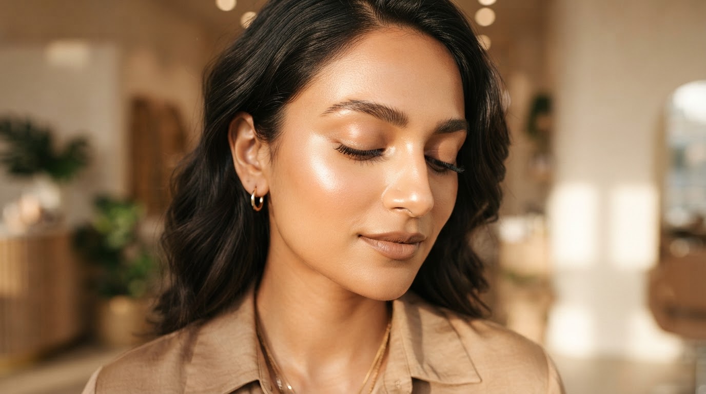Radiant beauty with perfectly groomed brows