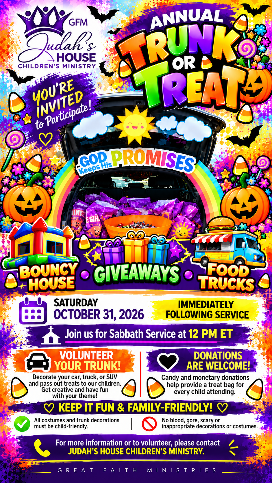 Annual Trunk or Treat Celebration at Great Faith Ministries International