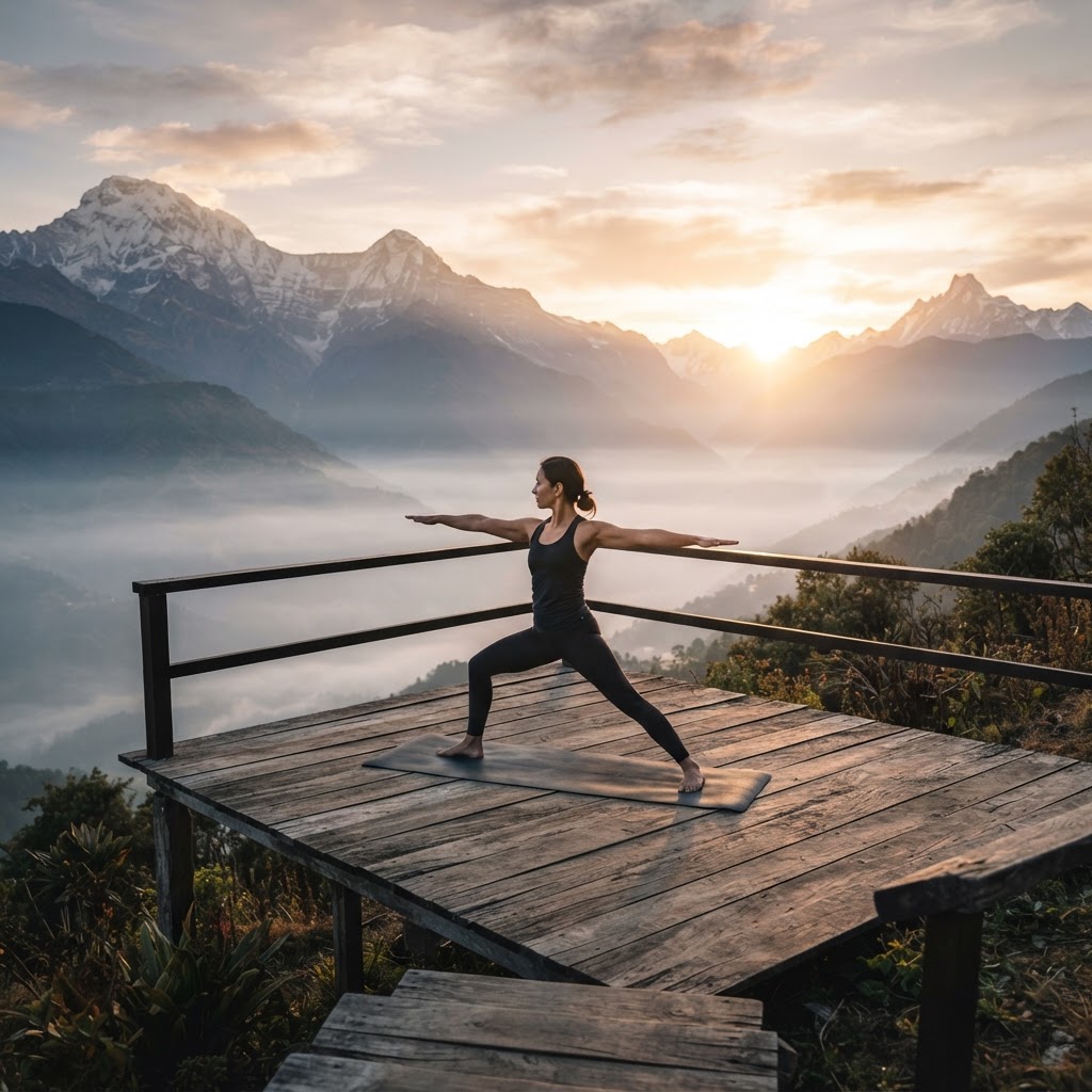 Morning yoga at sunrise