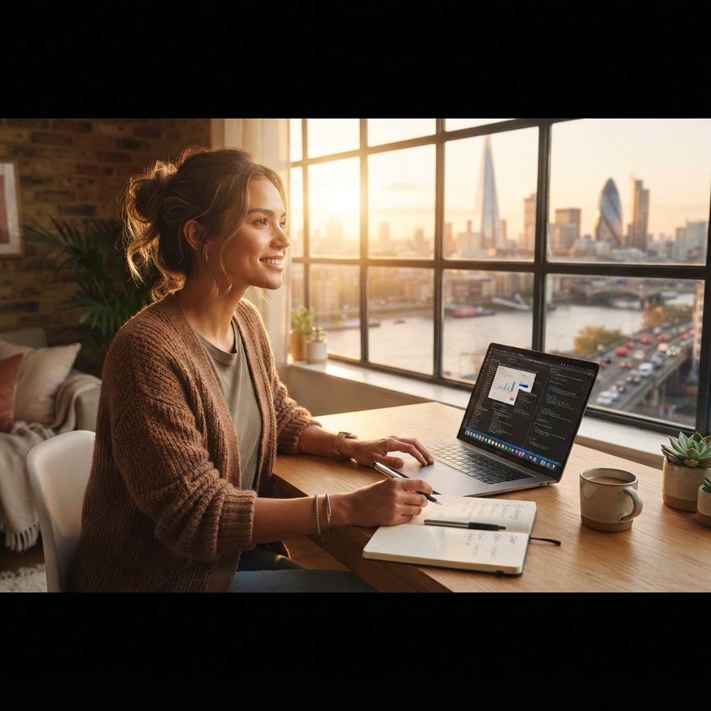 Entrepreneur with laptop and notebook