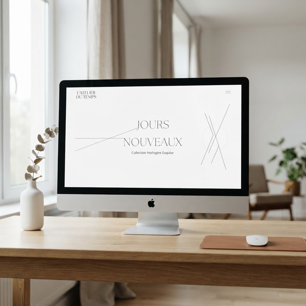 Minimalist web design on a screen