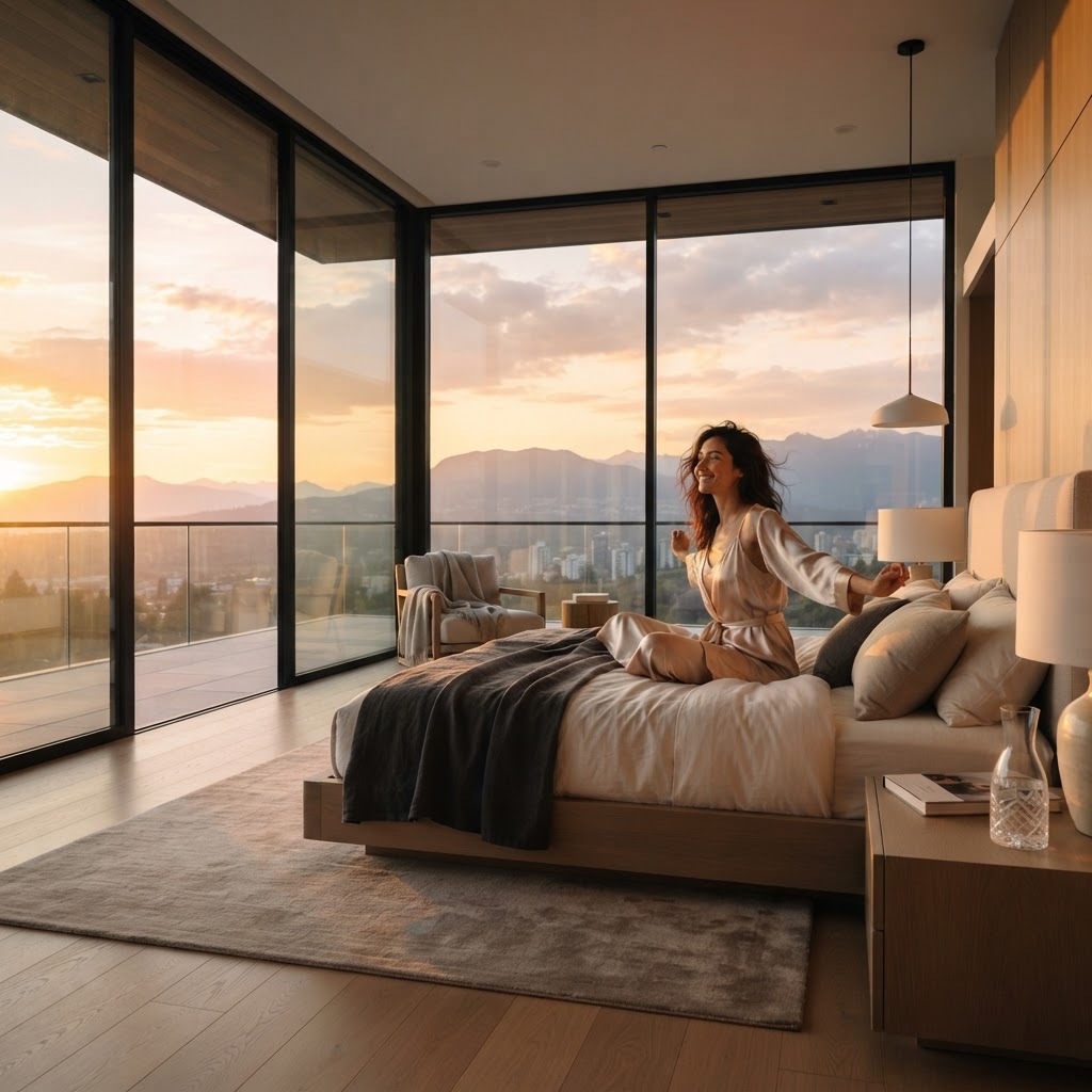 Successful person at sunrise