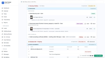 Every document you need, tracked item by item — nothing gets lost.