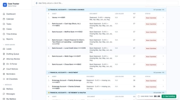 Bank accounts and statements stay organized month by month.