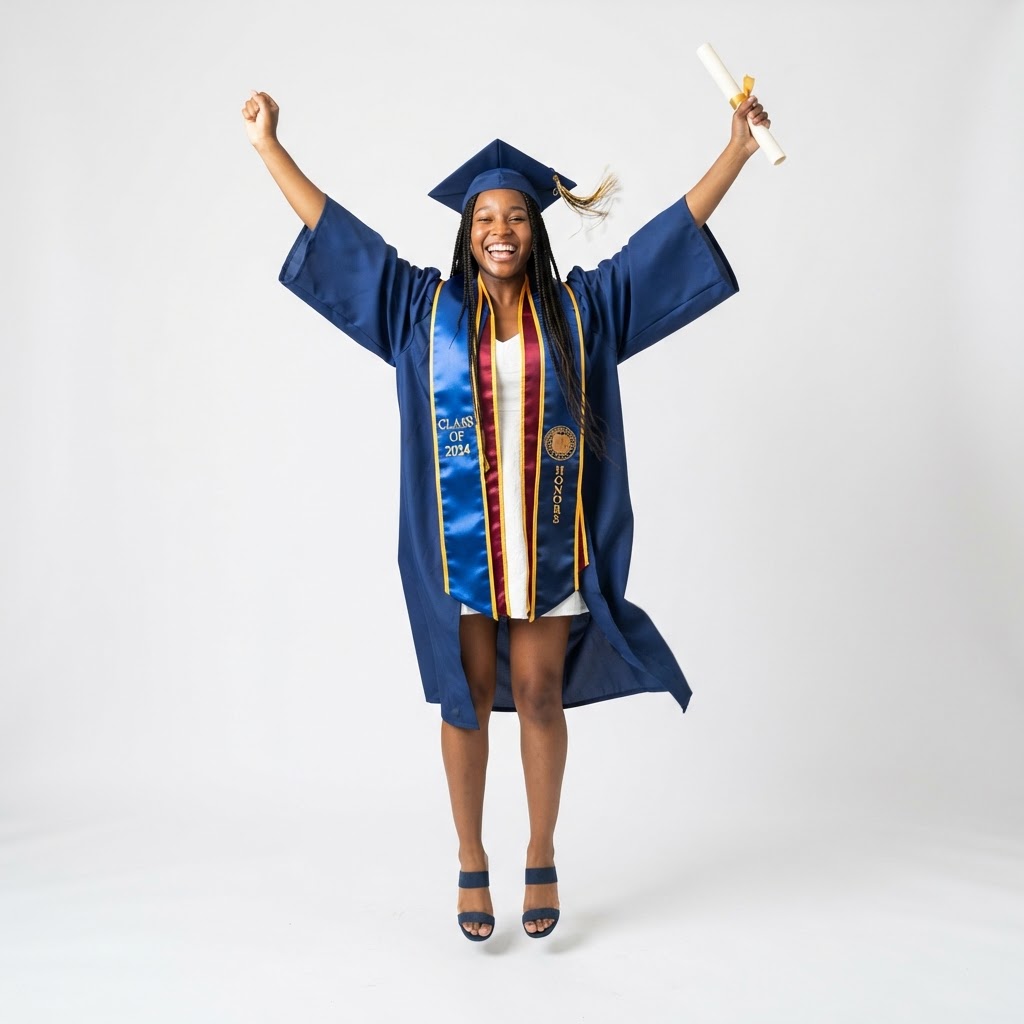 Student celebrating freedom from student loans