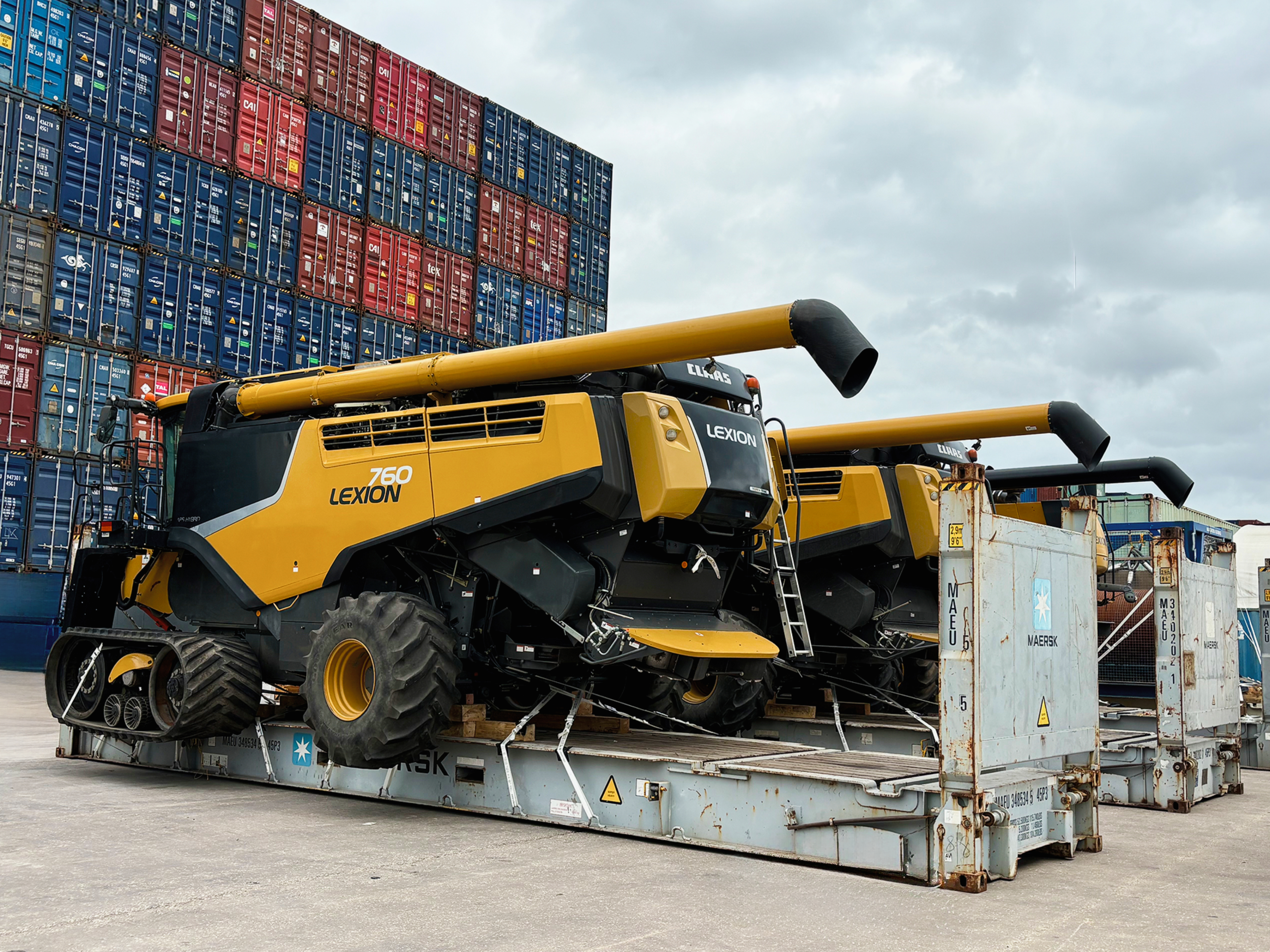 Claas Lexion combines ready for departure