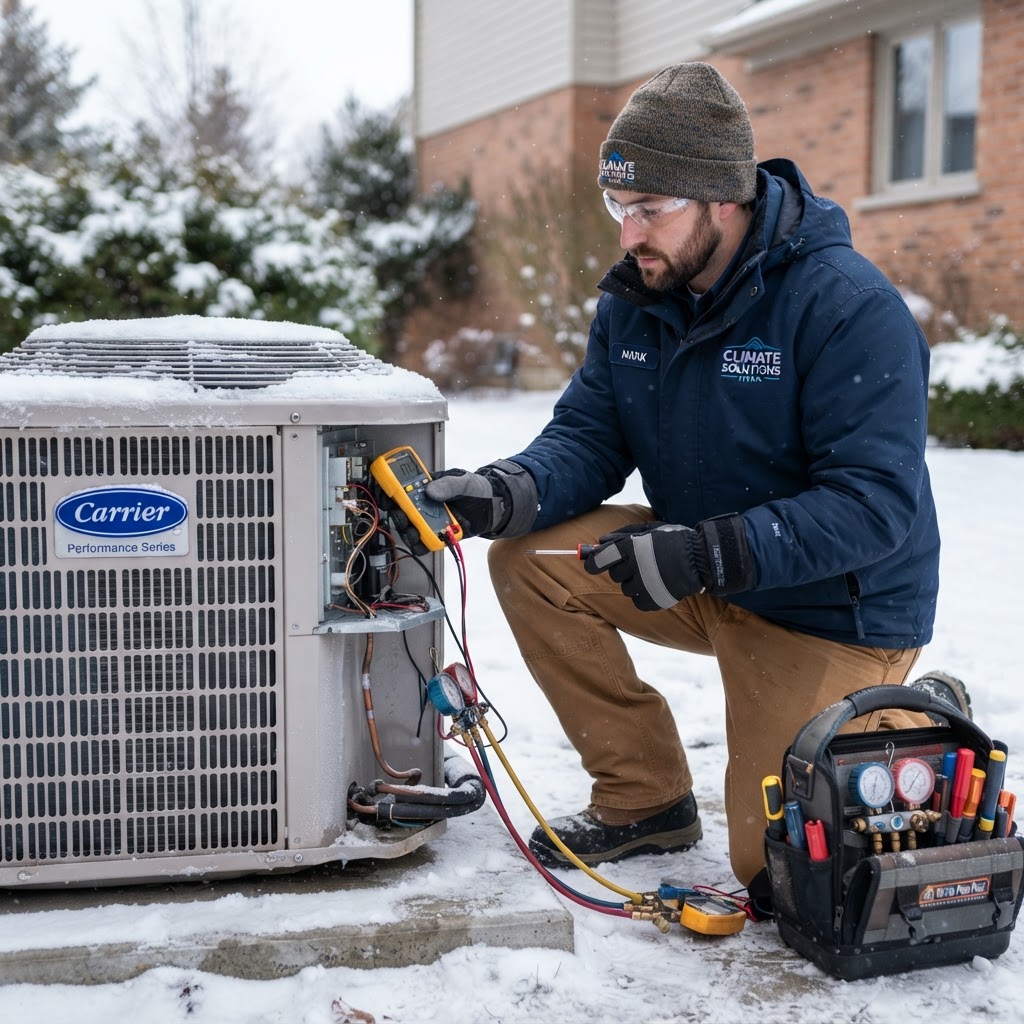 HRS Heating And Cooling technician performing maintenance