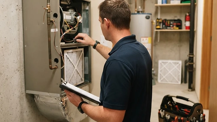 Routine maintenance inspection at a short-term rental property