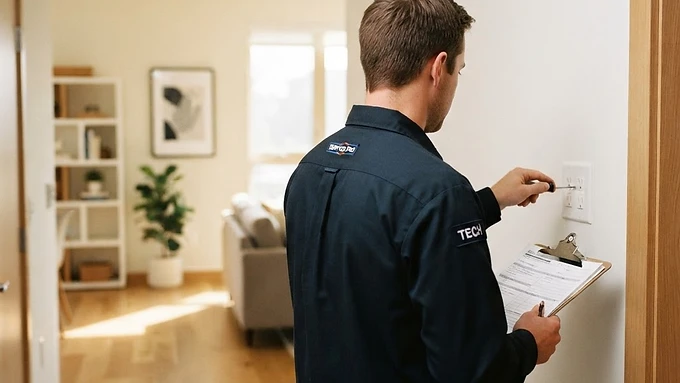 Proactive maintenance inspection at a managed rental property